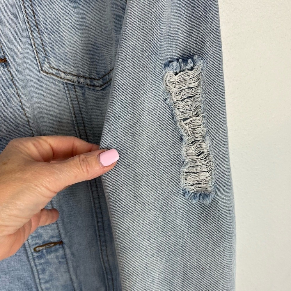Jean Jacket Womens Brooklyn Cloth Distressed Denim Small Grunge Boho Westerncore - Picture 7 of 9